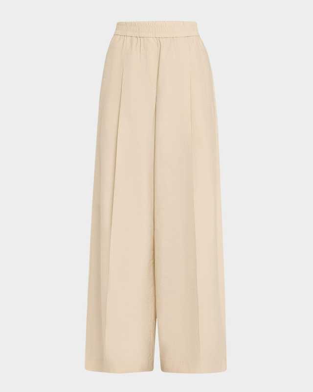 Techno Popeline Wide-Leg Slit Track Pants
